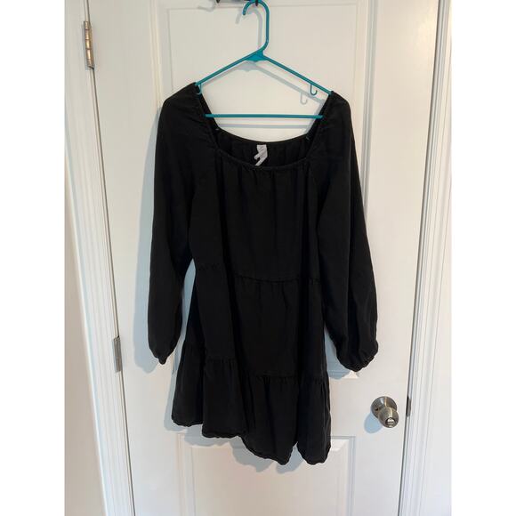 Anthropologie Dresses & Skirts - Anthropologie Amadi Verity Size L Tiered Dress Black L/S Boho Peasant Festival